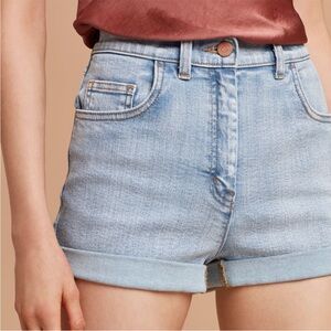 NWOT Aritzia Wilfred Free Jean Shorts High Rise Medium Wash Cuffed Womens Size 0
